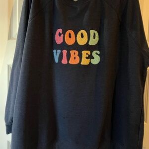 Wildfox Navy 'Good Vibes' Crewneck Sweater